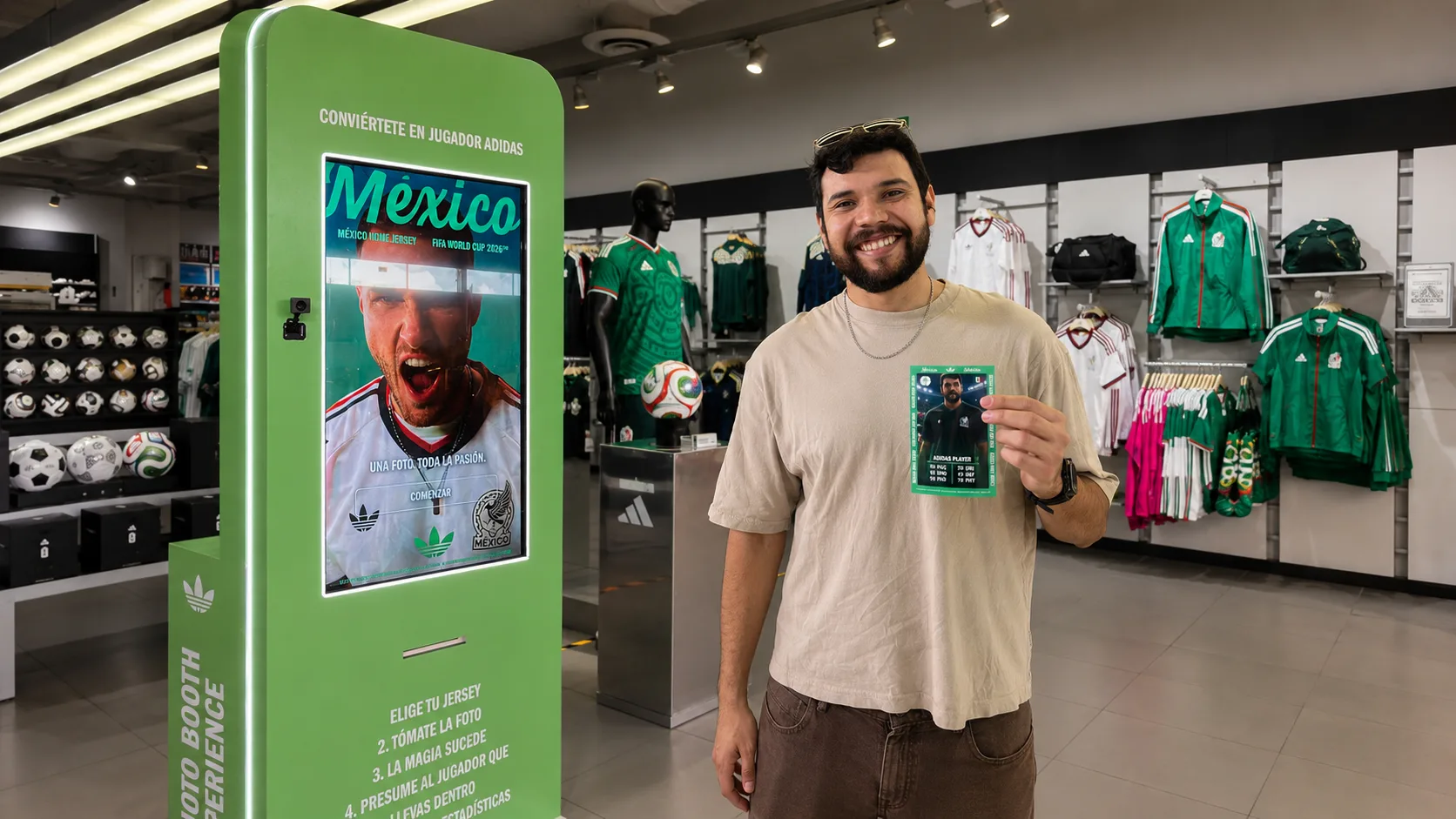 Tótem Photo Opp con IA de Adidas en tienda
